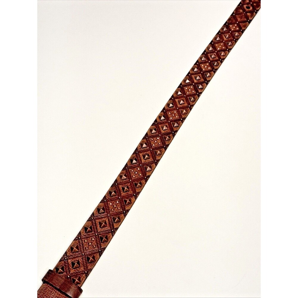 NWT Justin Rough Diamond Studded Western Belt Brown Leather Women Size 30 (B7) - Picture 4 of 8
